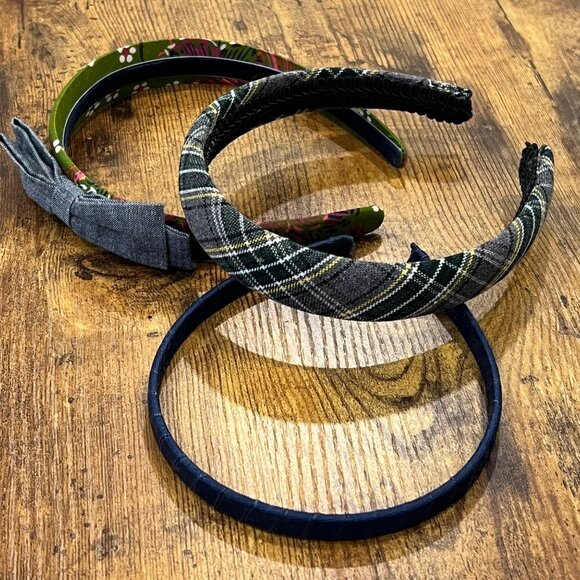 Set Of 3 Vintage-Style Girls Fabric Headbands With Patterns - Picture 2 of 2